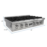 Awoco Professional 36” Stainless Steel NG / LPG Convertible Gas Rangetop with 6 Sealed Burners - TOP36A1