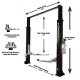 Tuxedo 9,000 lb Two Post Clear Floor - Asymmetric - TP9KAC-TUX