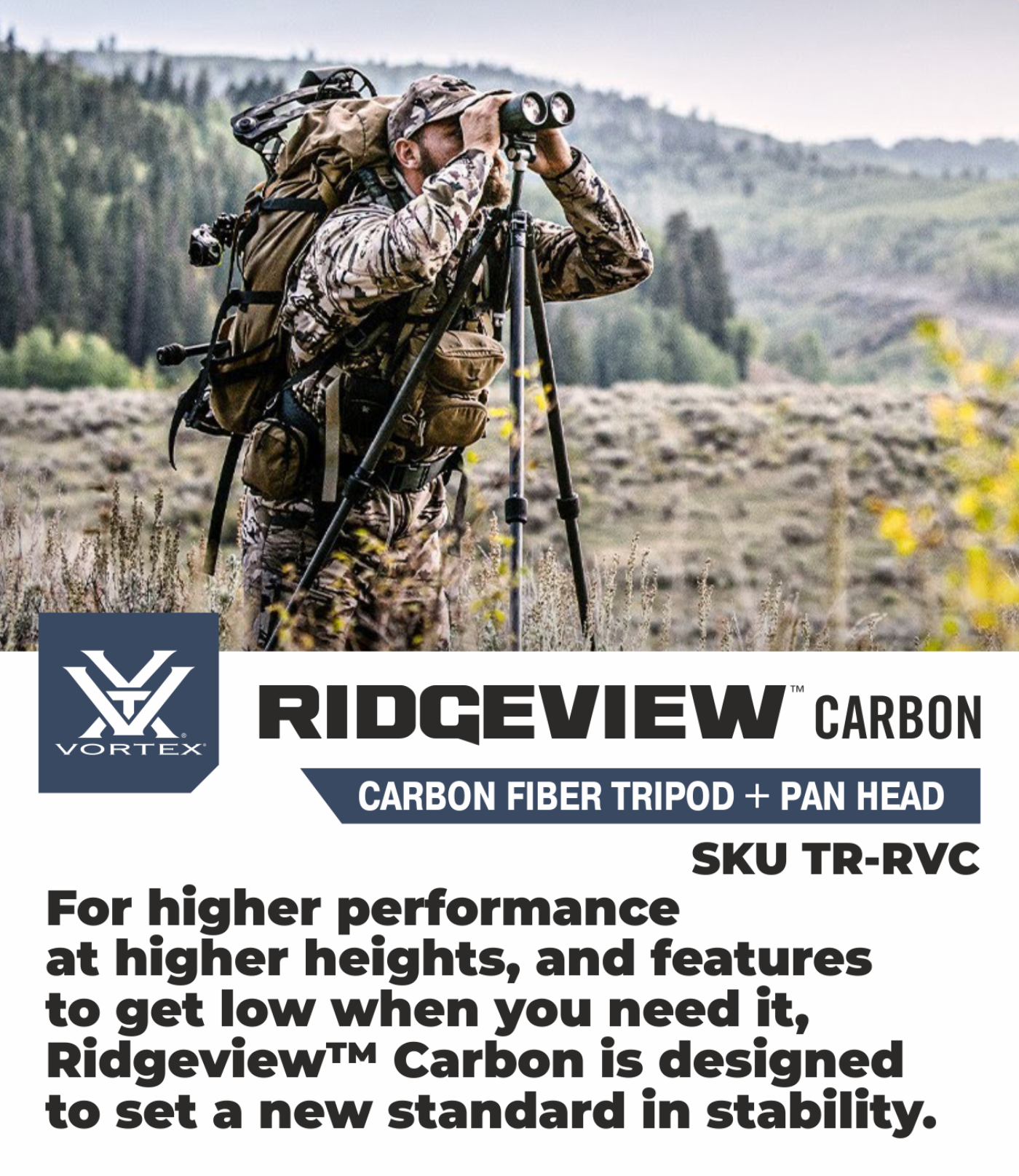 Vortex Optics Ridgeview Carbon Tripod Kit with Free Hat Bundle - TR-RVC_Hat-CD