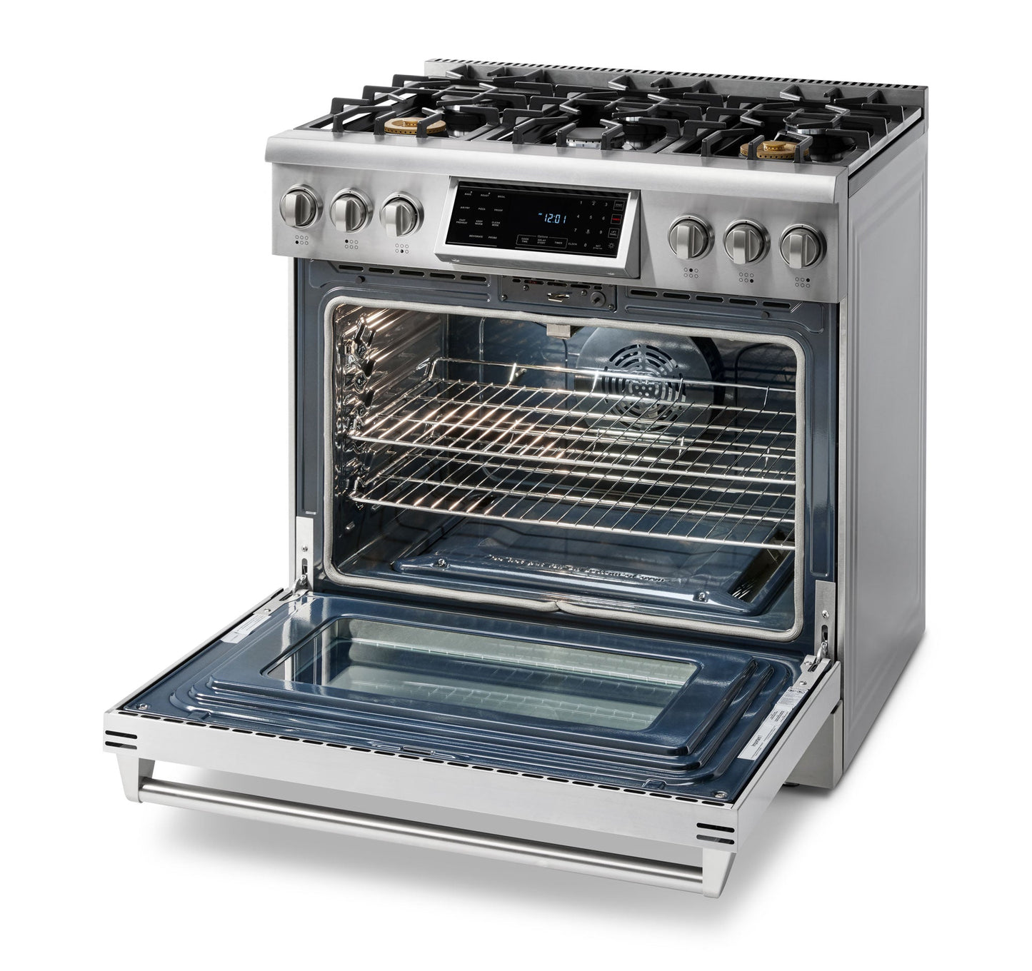 Thor Kitchen 36-Inch Propane Gas Range with 6.0 Cu. Ft. Self-Cleaning Oven, Air Fryer, Tilt Panel in Stainless Steel  - TRG3601LP