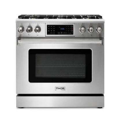 Thor Kitchen 36-Inch Propane Gas Range with 6.0 Cu. Ft. Self-Cleaning Oven, Air Fryer, Tilt Panel in Stainless Steel  - TRG3601LP