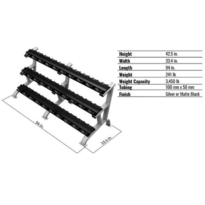 TROY DR-15 3 Tier 15 Pair Dumbbell Saddle Rack
