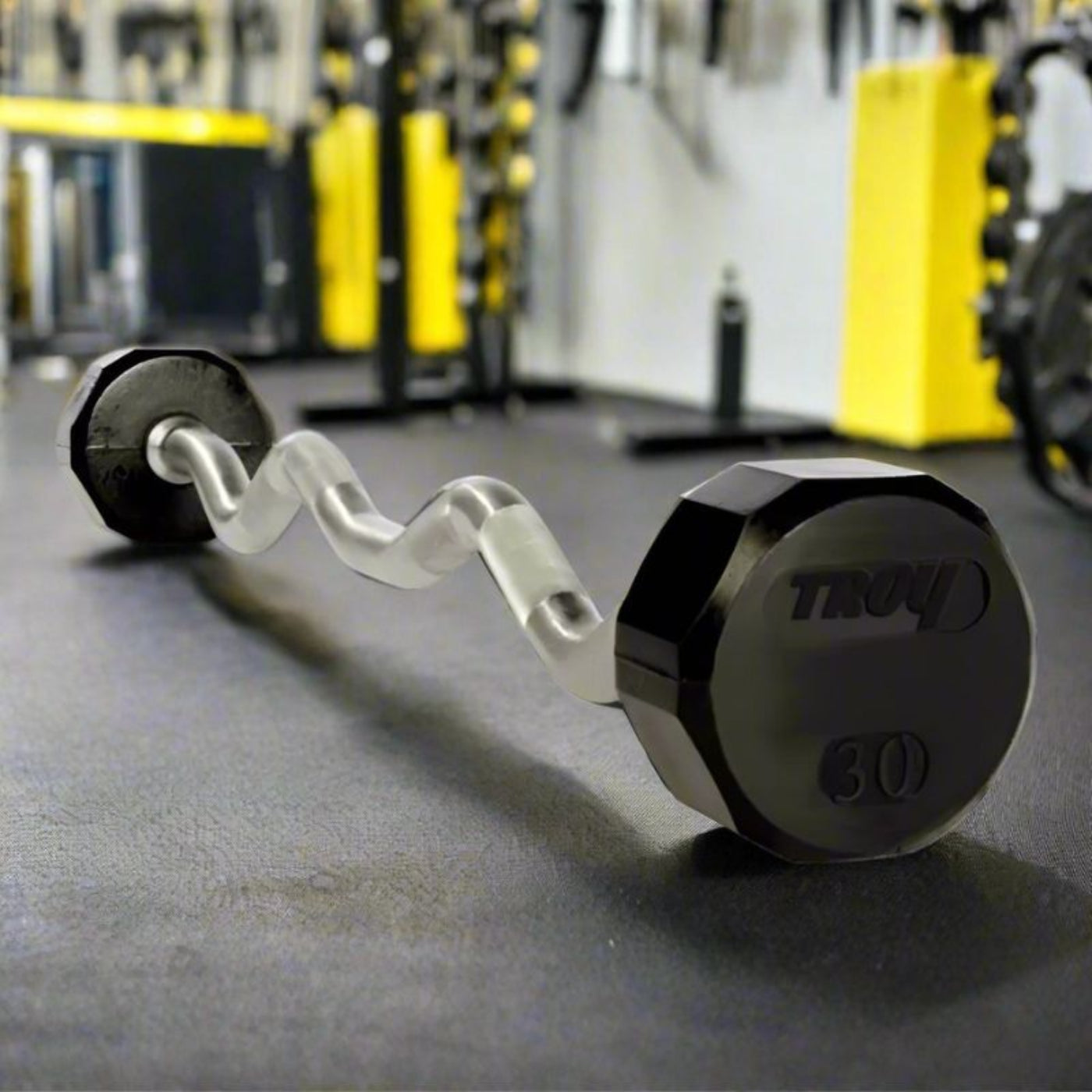 TROY TZB-R 12-Sided Solid Rubber Curl Barbell - TZB-030R