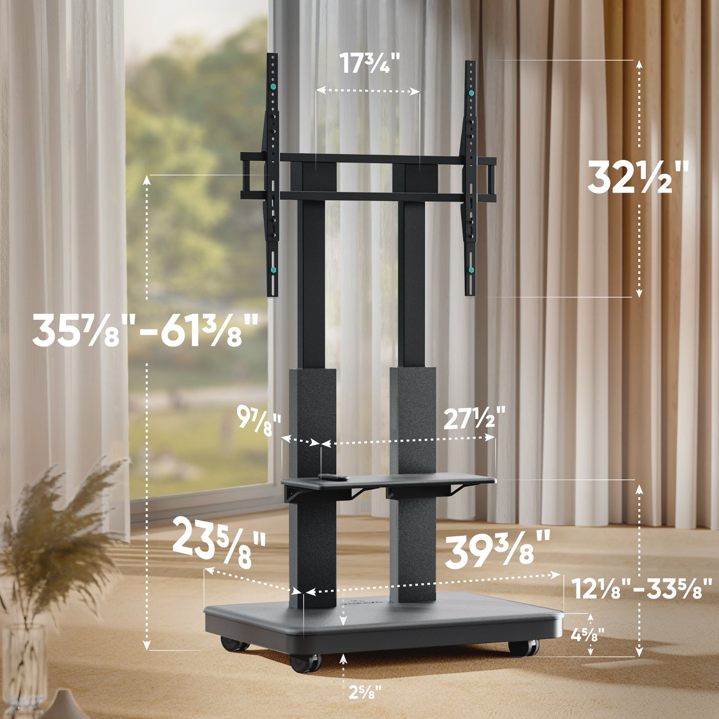 Motorized mobile stand for TVs or interactive panels 50"–120", max 275.6 lbs, black TS2811E