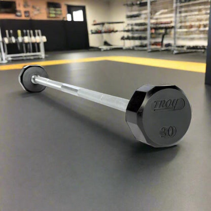 TROY TSB-R 12-Sided Solid Rubber Straight Barbell - TSB-030R