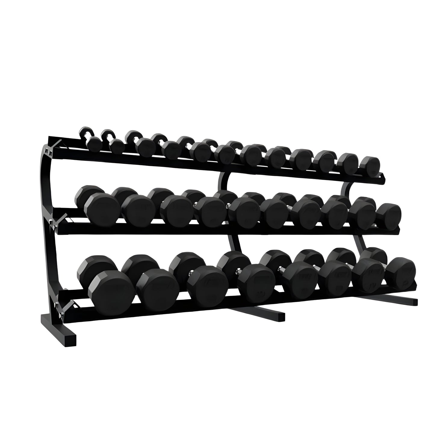 TROY 5-50 lb Rubber Dumbbell Set with Rack -  COMMPAC-TSDR50