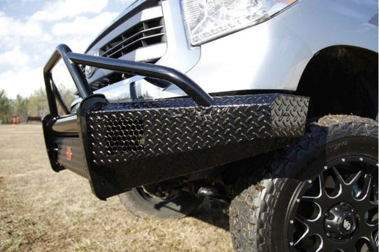 Fab Fours TT07-K1862-1 Toyota Tundra 2007-2013 Black Steel Front Bumper Pre-Runner Guard with Tow Hooks