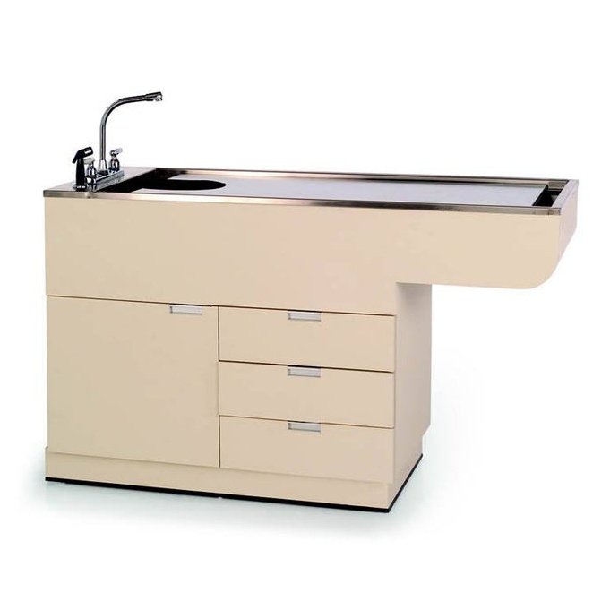 PETLIFT Multipurpose 60″ Bi-Level Wet Table with Cabinet and Drawers - PL-TWC-950-60