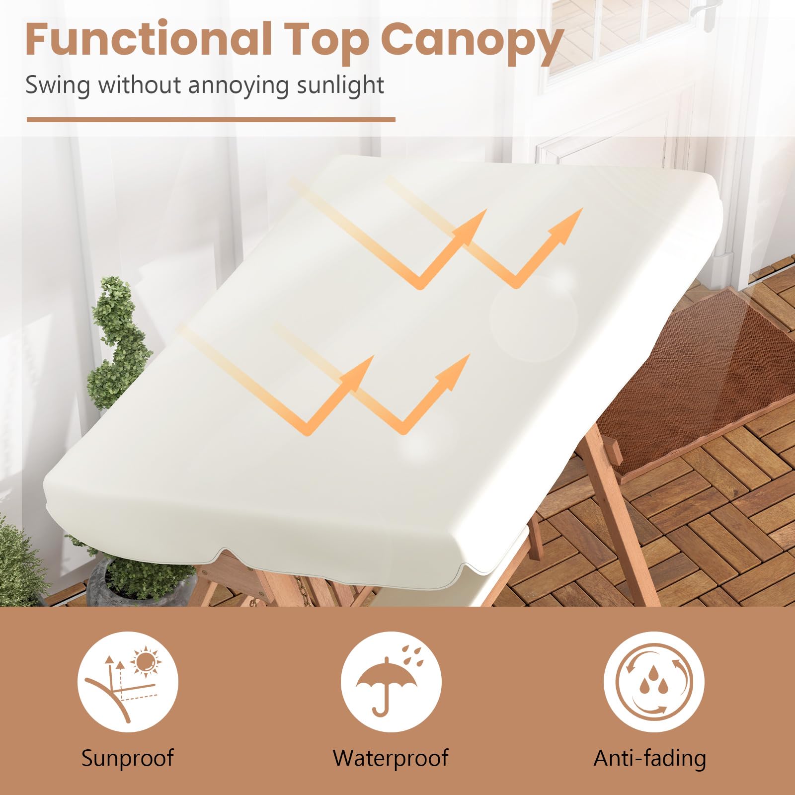 Tangkula 2 Person Porch Swing with Canopy - NP11330+