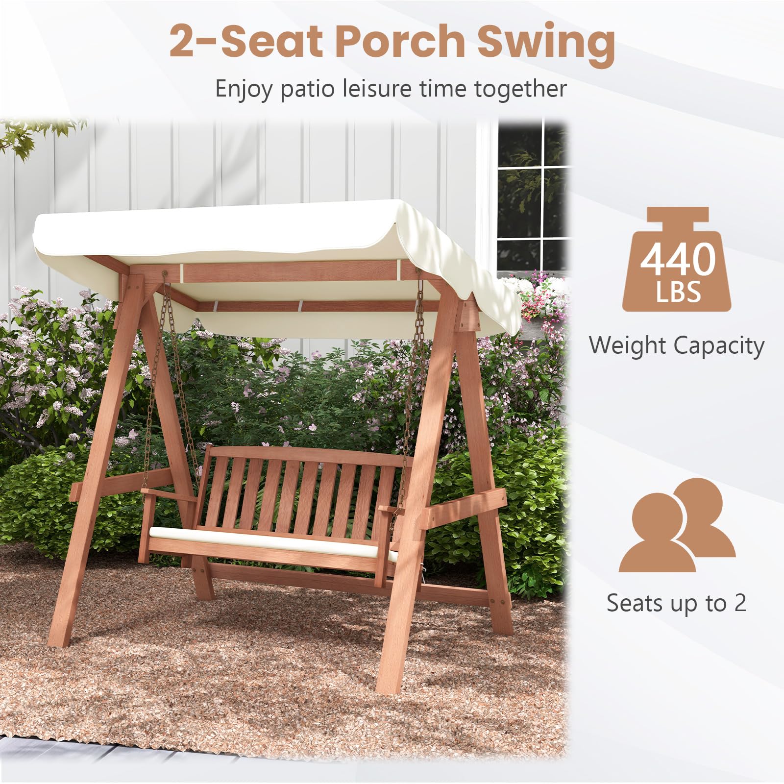 Tangkula 2 Person Porch Swing with Canopy - NP11330+