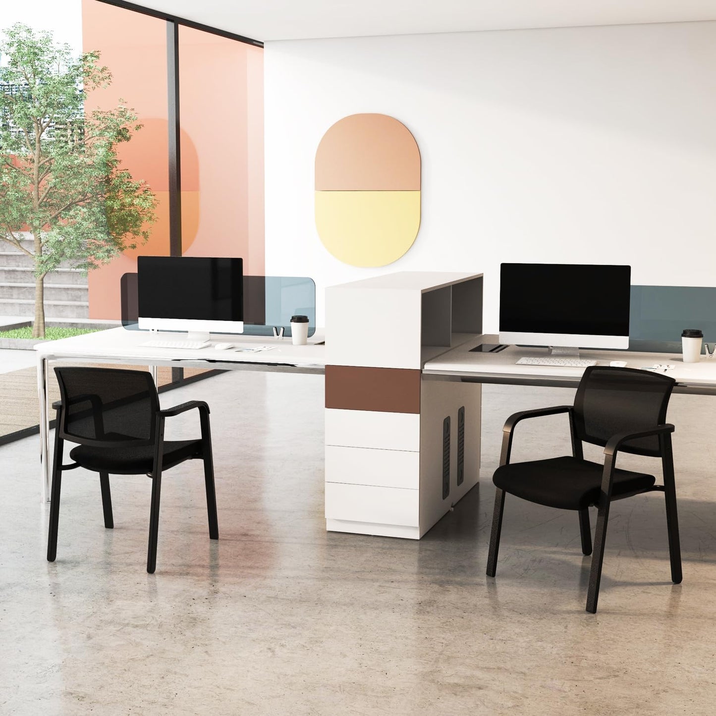 Tangkula Conference Room Chairs, Stackable Office Guest Chairs - 3*CB10544DK-2