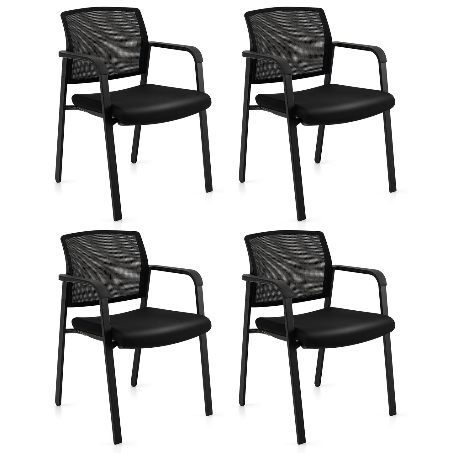 Tangkula Conference Room Chairs, Stackable Office Guest Chairs - 3*CB10544DK-2
