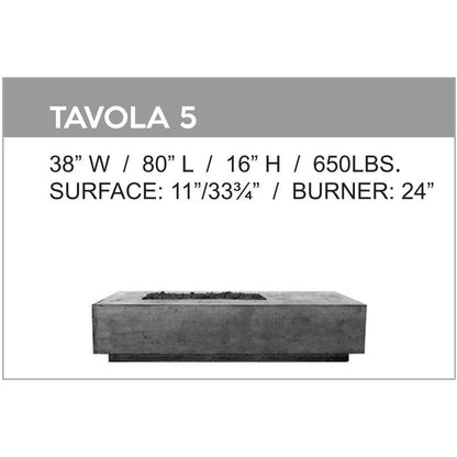 Tavola 5 Fire Table Specs