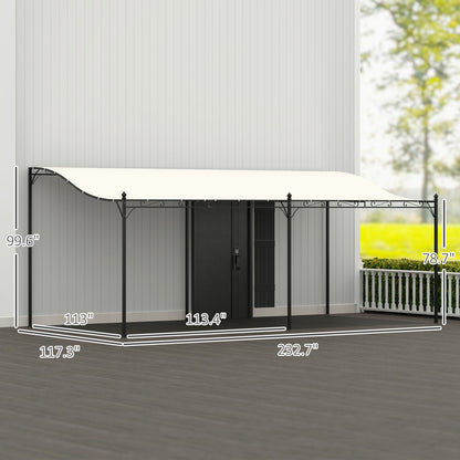 Outsunny 10' x 20' Wall-Mounted Metal Pergola Canopy with Drainage Holes in Cream White - 84C-582V01CW