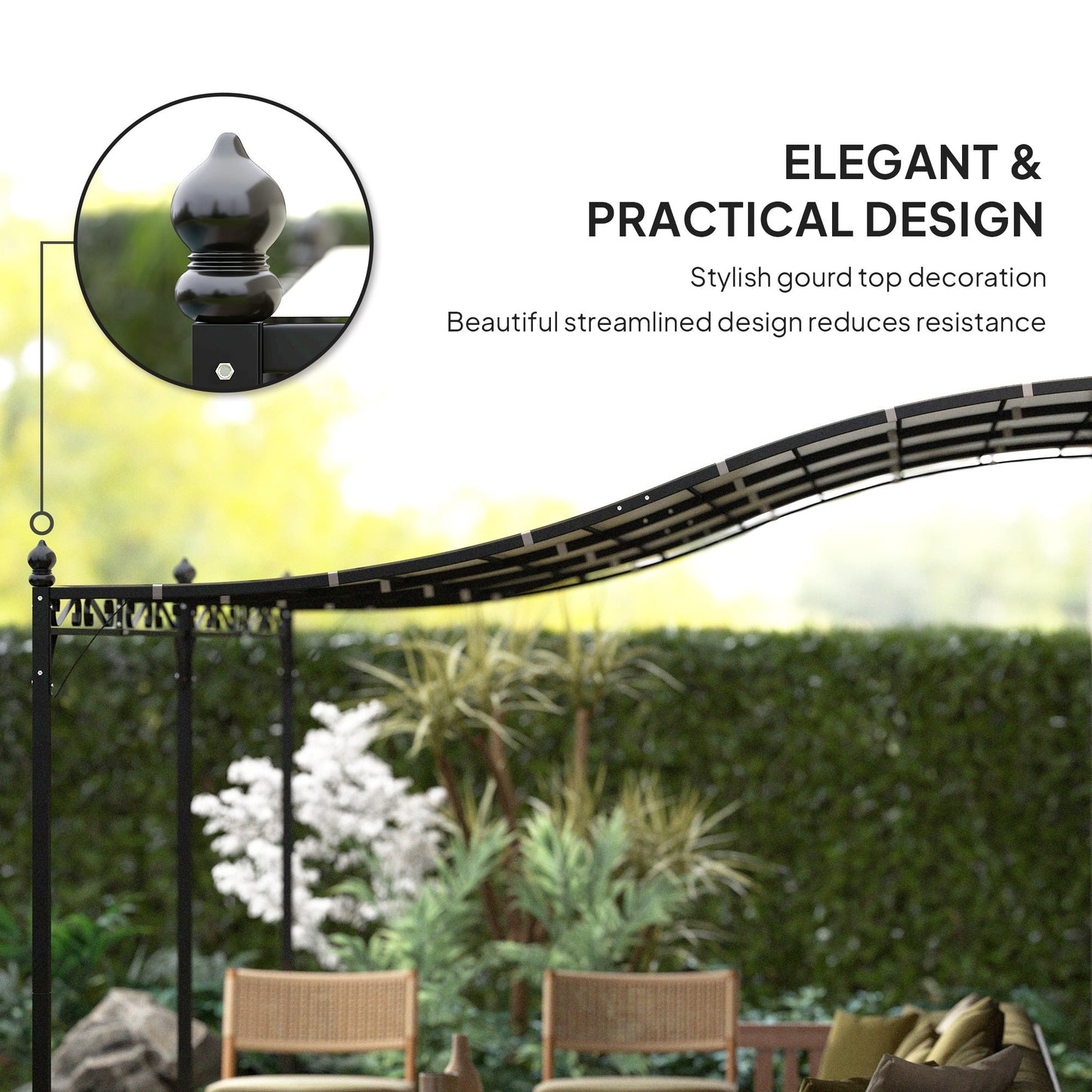 Outsunny 10' x 20' Wall-Mounted Metal Pergola Canopy with Drainage Holes in Cream White - 84C-582V01CW