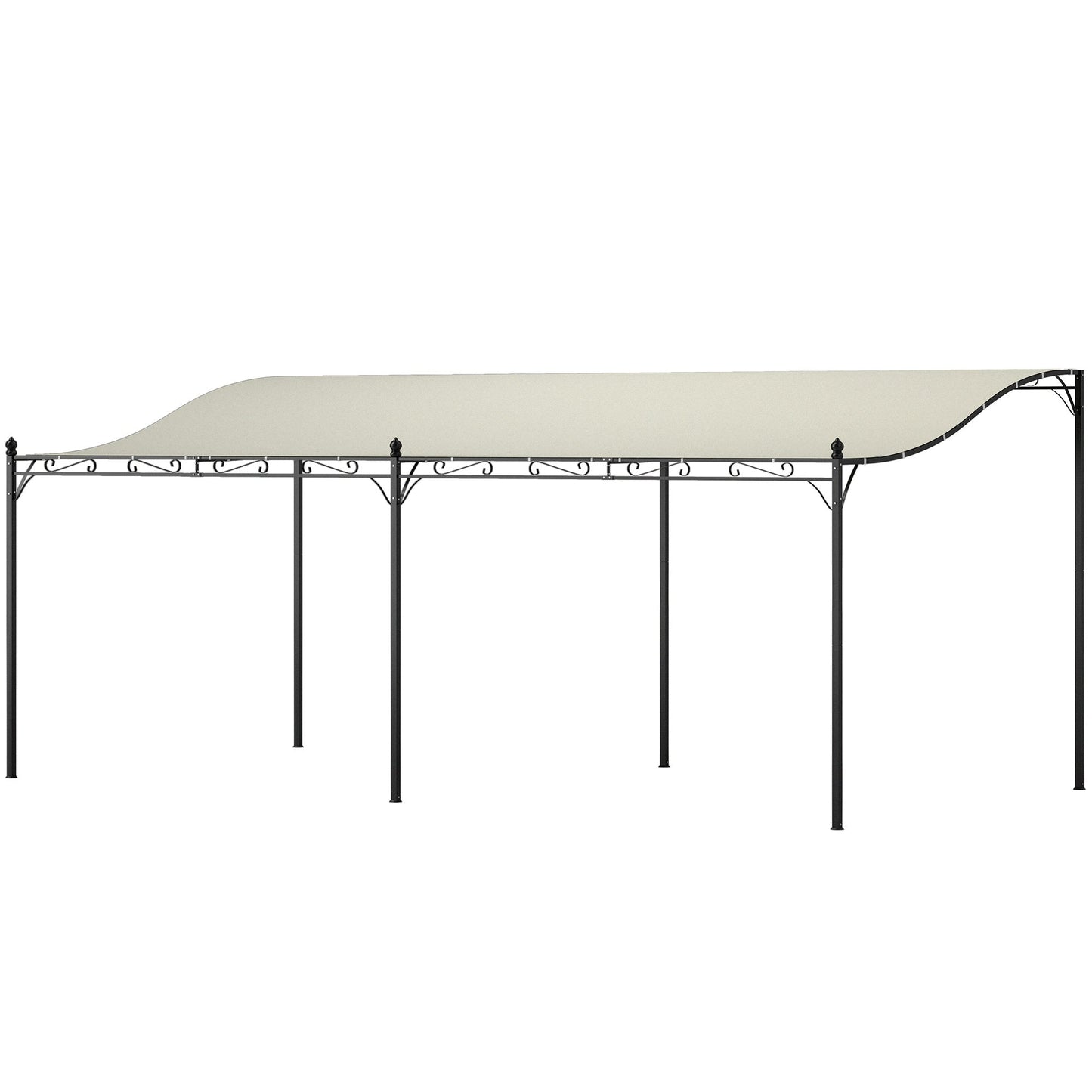 Outsunny 10' x 20' Wall-Mounted Metal Pergola Canopy with Drainage Holes in Cream White - 84C-582V01CW