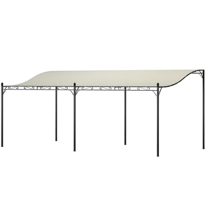 Outsunny 10' x 20' Wall-Mounted Metal Pergola Canopy with Drainage Holes in Cream White - 84C-582V01CW