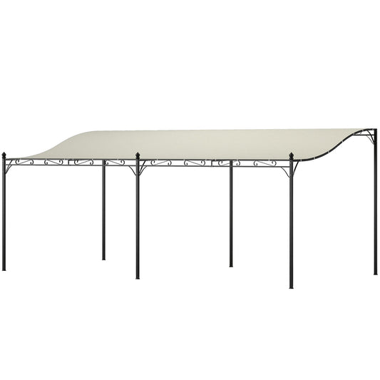 10' x 20' Wall-Mounted Metal Pergola Canopy with Drainage Holes in Cream White