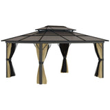 Outsunny 11x15 Hardtop Gazebo with Aluminum Frame, Polycarbonate Gazebo Canopy -  84C-268