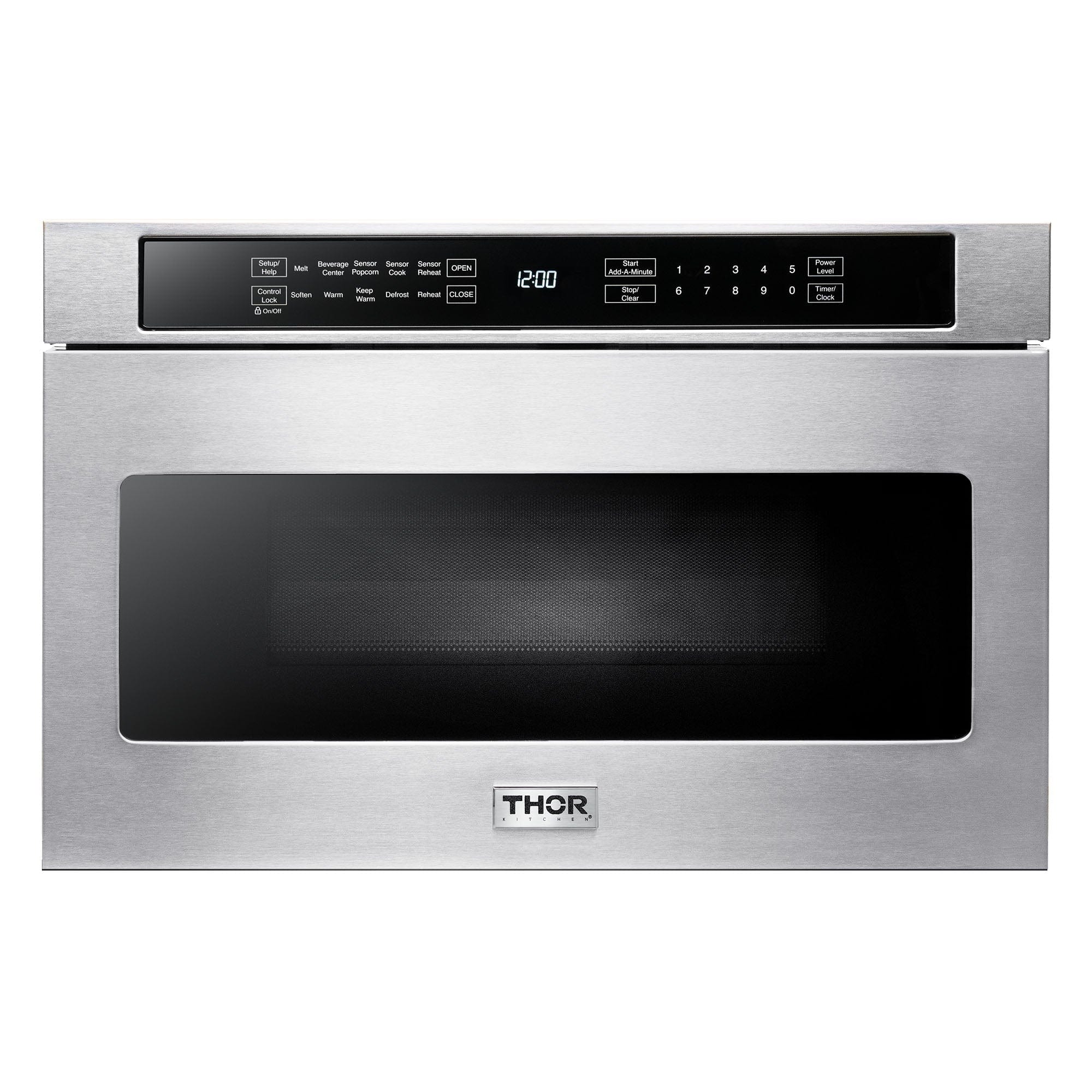 Thor Kitchen Appliance Package - 48 in. Gas Range, Range Hood, Refrigerator with Water and Ice Dispenser, Dishwasher, Wine Cooler, Microwave, AP-LRG4807U-W-10