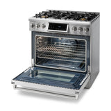 Thor Kitchen Appliance Package - 36 In. Natural Gas Range, Microwave Drawer, Refrigerator, Dishwasher, AP-TRG3601-6