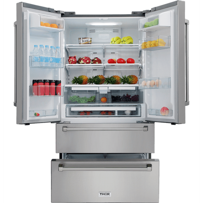 Thor Kitchen Appliance Package - Professional 30 inch Electric Range, Range Hood, Counter-Depth Refrigerator, Dishwasher, AP-HRE3001-3