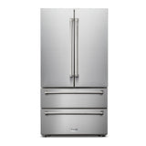 Thor Kitchen Appliance Package - 36 In. Natural Gas Range, Range Hood, Refrigerator, Dishwasher, Wine Cooler, AP-TRG3601-4