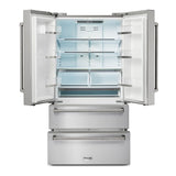 Thor Kitchen Appliance Package - 36 In. Natural Gas Range, Range Hood, Refrigerator, Dishwasher, Wine Cooler, AP-TRG3601-4