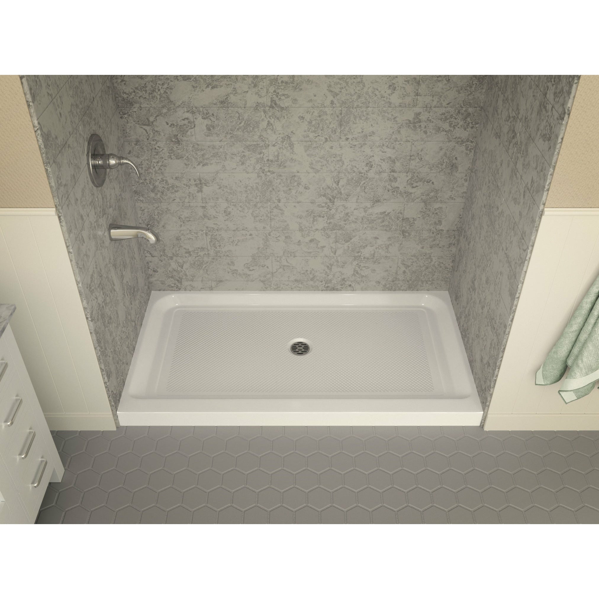 Anzzi Tier 32 x 60  in. Single Threshold Shower Base in White SB-AZ03CD - SB-AZ03CD