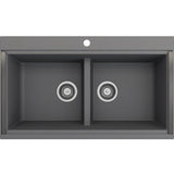 Bocchi 34" Undermount Double Bowl Composite Workstation Kitchen Sink with Covers in Concrete Gray - 1618-506-0126HP