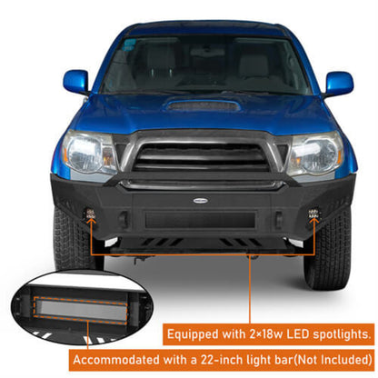 Tacoma Aftermarket Front Bumper w/ Skid Plate ( 05-11 Toyota Tacoma ) - Hooke Road - HE.4025-S