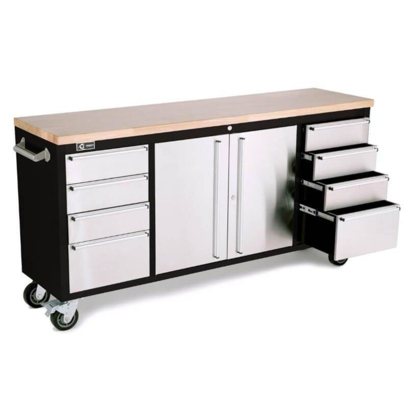 Trinity TLS-7205 72x19 Black & Stainless Steel Rolling Workbench - TLS-7205