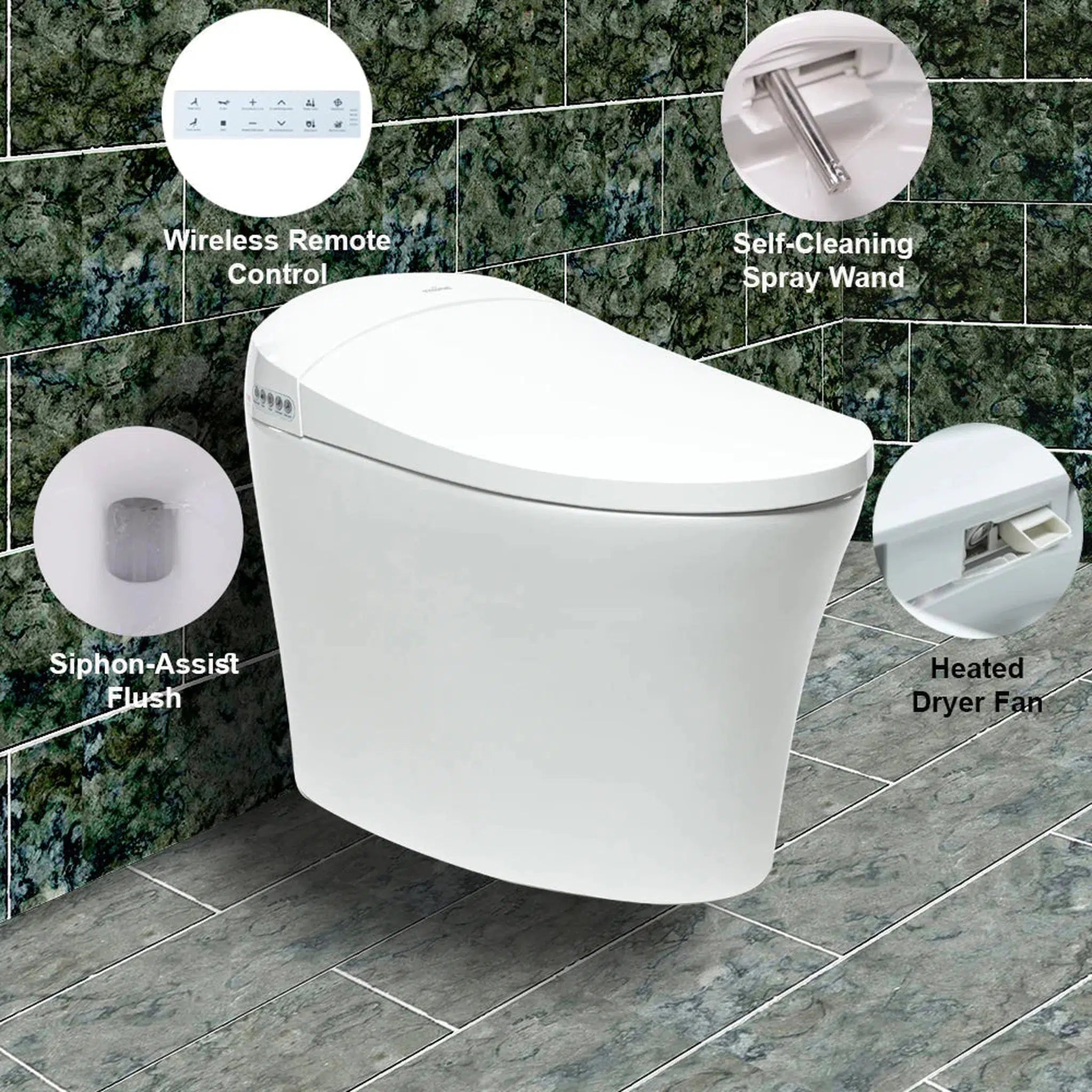 Trone Fountina White Elongated Electronic Luxury Toilet With Integrated Bidet - 770786