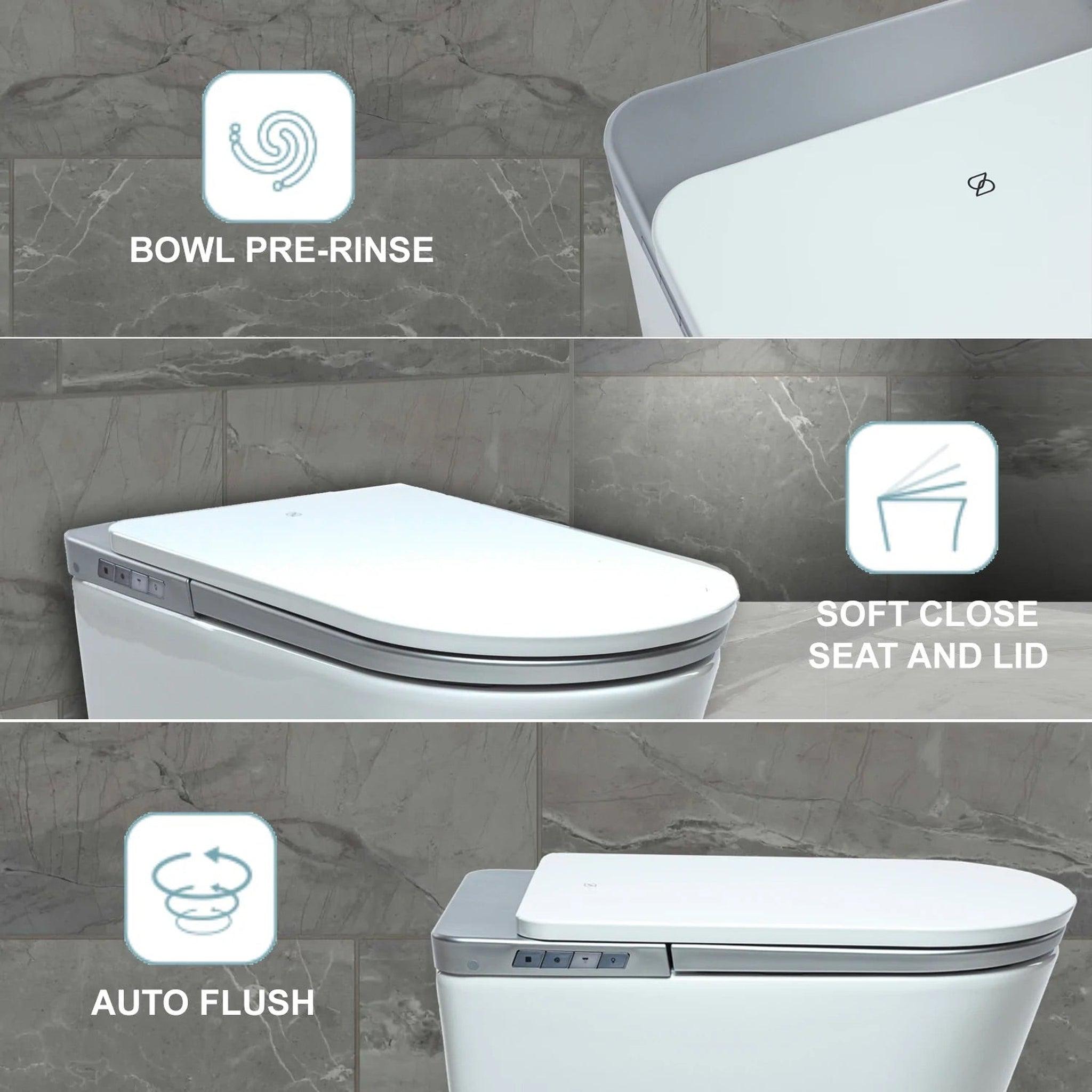 Trone Ganza I Elongated White Luxury Toilet With Smart Bidet and Remote Control - 820445