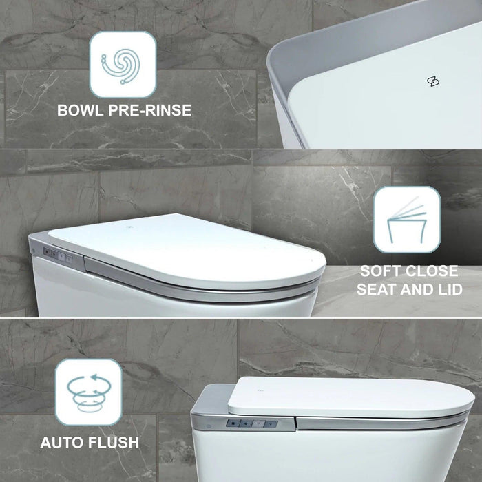 Trone Ganza II Elongated White Luxury Toilet With Smart Bidet and Remote Control - 836092