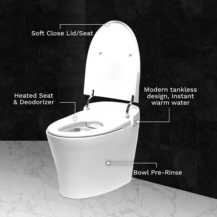 Trone Neodoro Elongated White Luxury Toilet With Smart Bidet and Remote Control - 793202