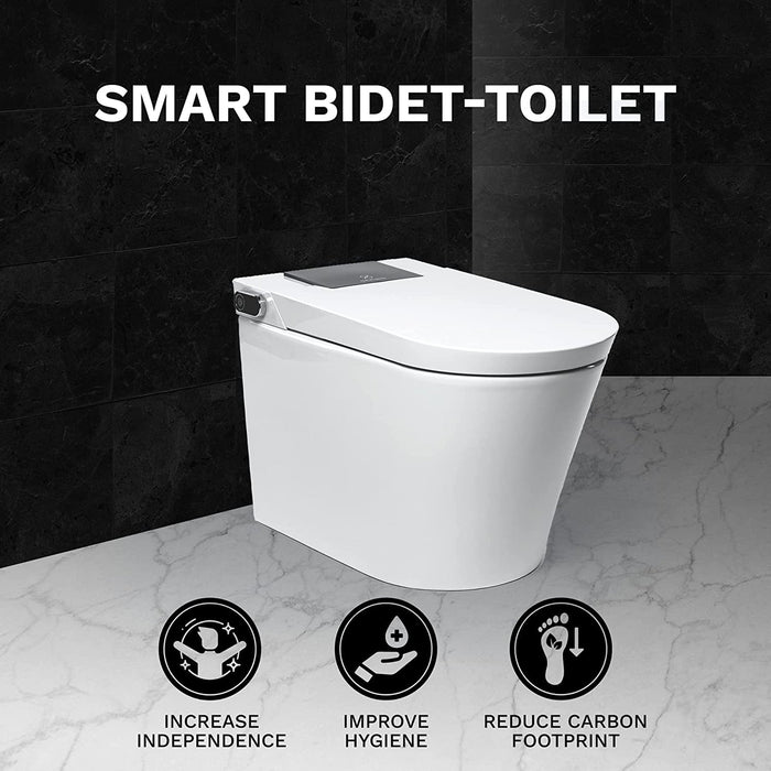 Trone Nobelet Elongated Classic White Luxury Toilet With Smart Bidet and Remote Control - 820444