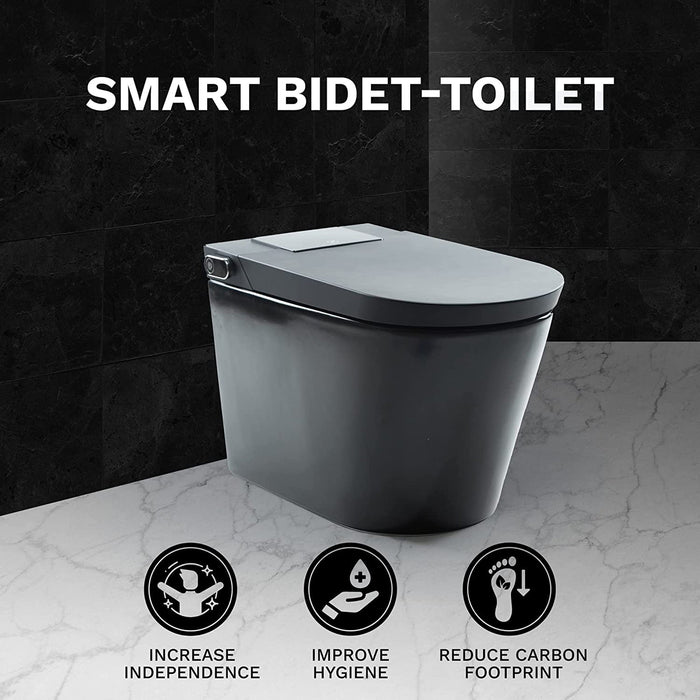 Trone Nobelet Elongated Matte Black Luxury Toilet With Smart Bidet and Remote Control - 820443