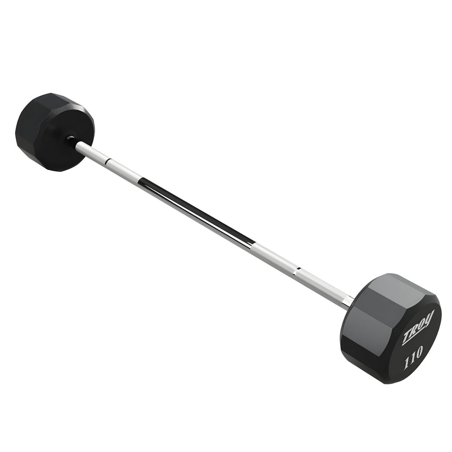Troy 12-Sided Urethane Straight Barbell Set with Rack - COMMPAC-TSBU110
