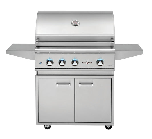 Delta Heat 32 Inch Natural Gas Grill on Cart with Infrared Rotisserie and Sear Zone - DHGB32-C + DHBQ32RS-DN