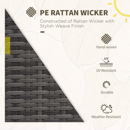 Outsunny 4-Piece Rattan Wicker Sofa Set with Loveseat and Glass Coffee Table for Outdoor Gray - 841-086V02GY