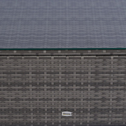 Outsunny 4-Piece Rattan Wicker Sofa Set with Loveseat and Glass Coffee Table for Outdoor Gray - 841-086V02GY