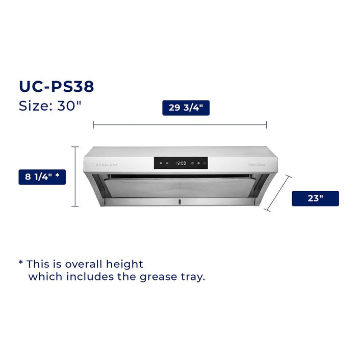 Hauslane 30-Inch Under Cabinet Self-Clean Touch Control Range Hood in Stainless Steel -UC-PS38SS-30