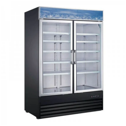 Adcraft USRFS-2D/54 U-Star Two Section Glass Door Merchandiser Refrigerator - ACUSRFS2D54