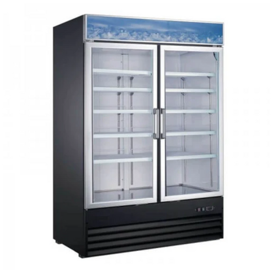 Adcraft USRFS-2D/54 U-Star Two Section Glass Door Merchandiser Refrigerator - ACUSRFS2D54