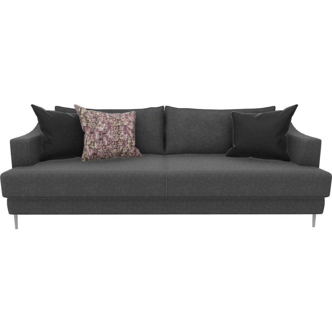 Enza Home US Simena 3 Seater Sofa Bed 141 - Divalux Grey 1032 Divalux Pink-Pink Pattern-Cushion Anthracite Leg - 1321656