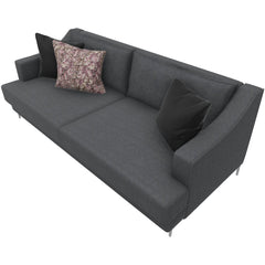 Enza Home US Simena 3 Seater Sofa Bed 141 - Divalux Grey 1032 Divalux Pink-Pink Pattern-Cushion Anthracite Leg - 1321656