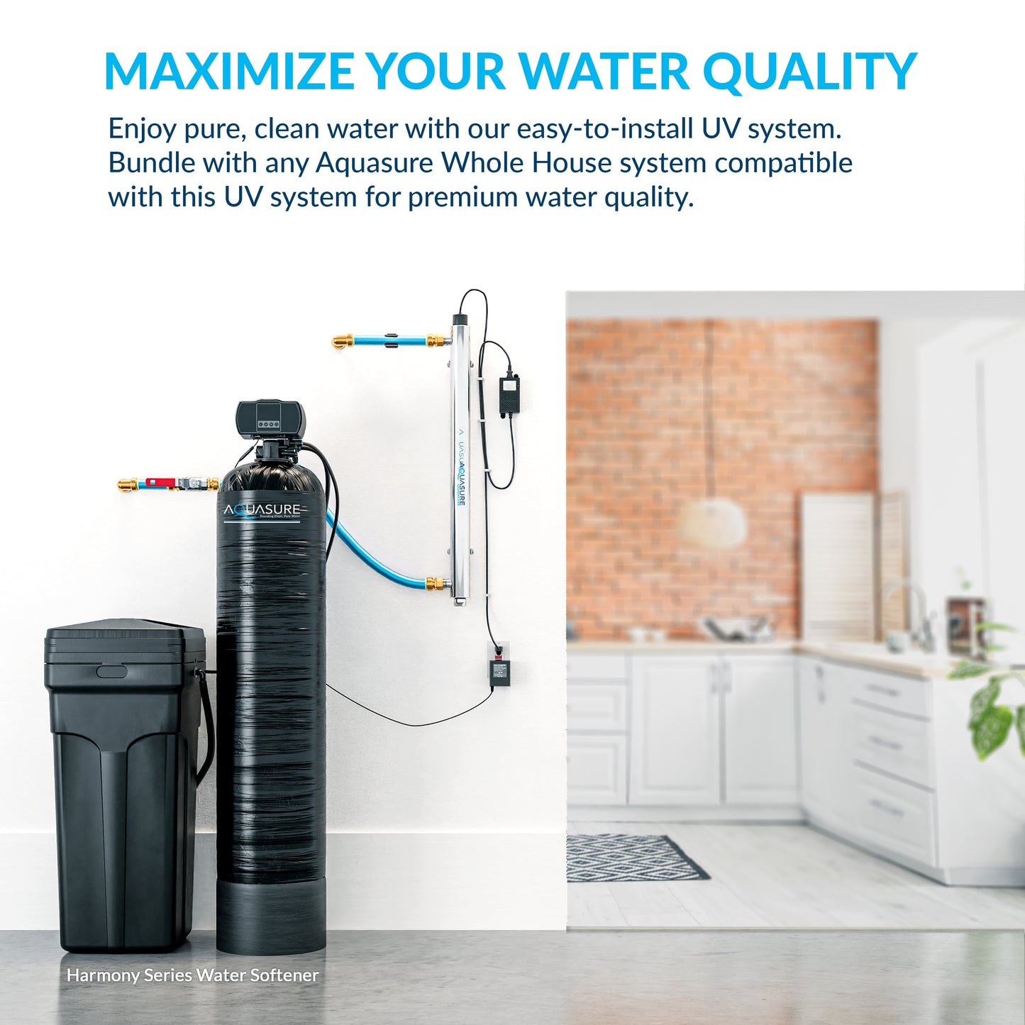 Aquasure Signature Series | 32,000 Grains Water Softener with 12 GPM Quantum De-Activator System and Triple Purpose Carbon Pre-Filter - AS-WSUV32RO