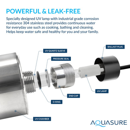 Aquasure Quantum Series | 18 GPM Ultraviolet UV Light Whole House Filtration System, 48W - AS-UV18HO
