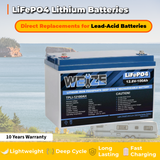 WEIZE 12V 100Ah 1280Wh Lithium Battery, Group 31 Deep Cycle LiFePO4 Battery (4-PACK) -  BAC-0089-4